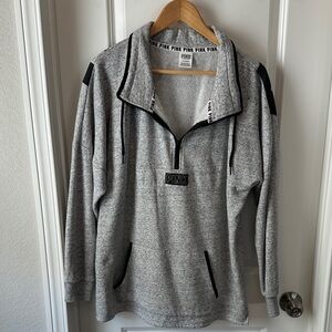 PINK Victoria's Secret Heather Gray Zip-Up Sweater